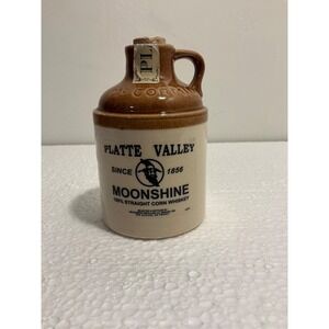McCormick Stoneware Platte Valley Corn Whiskey Moonshine Jug 1/2 Pint W/ Cork